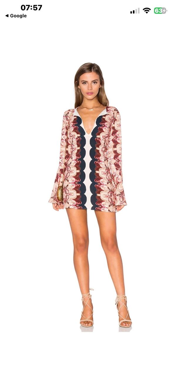 Free People OSSIE Bell Sleeve Mini Tunic Top Dress Key Hole 6